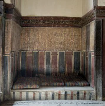 Built-in arabian bench (couch) at El Sehemy house, Cairo, Egypt Stock Photos