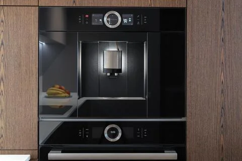 Built-in automatic coffee machine in kitchen furniture Stock-Fotos