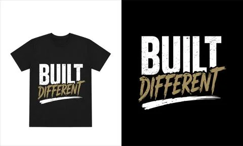Built Different Motivational Typography T-Shirt Design Stock Illustration