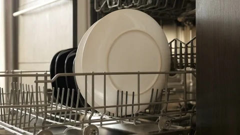 Built-in dish-washer compartments slow motion Stock Footage 78675451