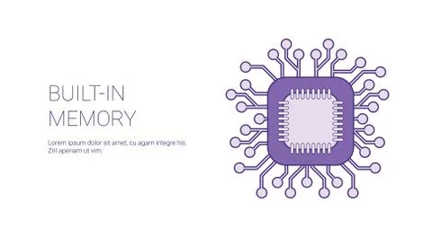 Built In Memory Of Device Template Web Banner With Copy Space 스톡 일러스트