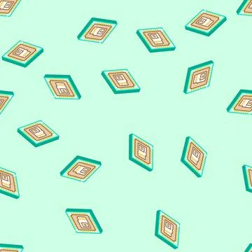 Built memory isometric icon seamless pattern 스톡 일러스트