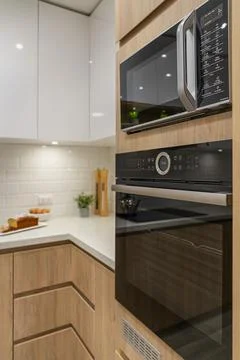 Built-in ovens in the kitchen modular system Stock Photos