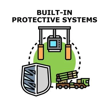Built in protective systems protecting security and defense Stock Illustration