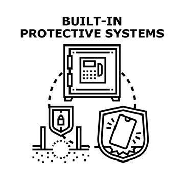 Built in protective systems protecting security and digital data Illustrazione stock