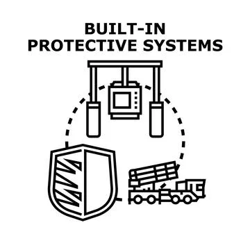 Built in protective systems protecting security and defense Stock Illustration