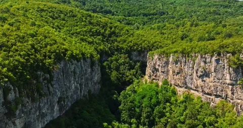 Built Structure Hidden Inside Natural River Carved Cavity Inside Cliff Rock Stock Footage 300444450