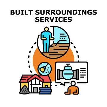 Built surroundings services concept vector illustration construction Stock Illustration