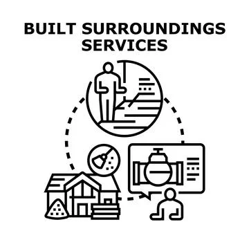 Built surroundings services concept vector illustration construction Stock Illustration