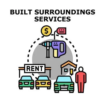 Built surroundings services concept vector illustration Stock Illustration