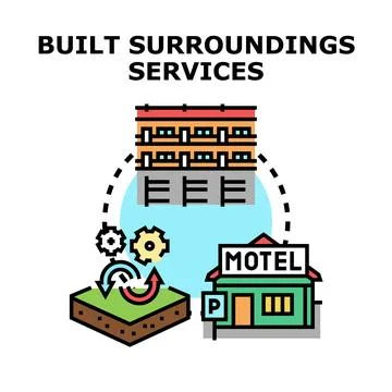 Built surroundings services developing infrastructure and urban environment Stock-Illustration