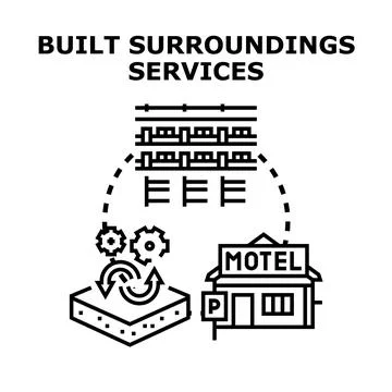 Built surroundings services developing infrastructure and urban environment Stock-Illustration