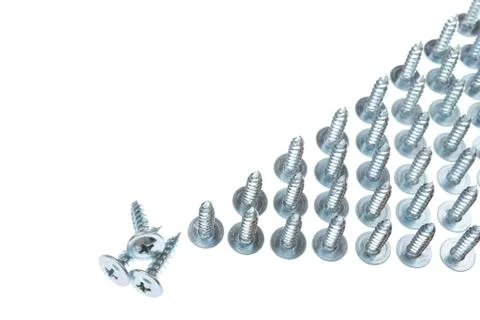 Built triangle silver screws Stock Photos