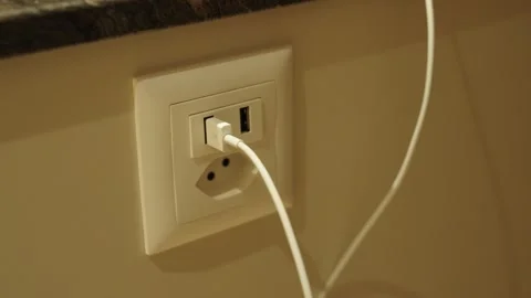 Built-in USB socket in kitchen Stock Footage 321386737