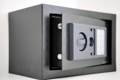 Built into the wall safe with opened door close up view Built into the wal... Stock Photos