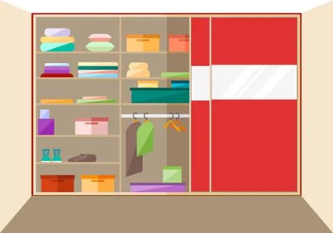 Built-in wardrobe in a flat style. Vector illustration Stock Illustration
