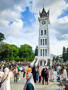 Bukittinggi Clock Tower or Jam Gadang, a tourist destination in Bukittinggi City Fotos de archivo