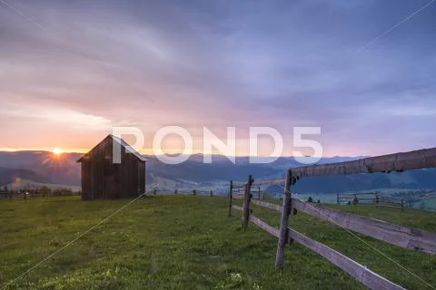 Bukovina Region (Bucovina) landscape at sunrise, Paltinu, Romania, Europe Stock Photos