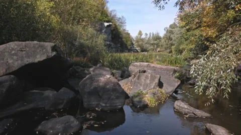 Buky Canyon waterfall deep river valley Hirskyi Tikych Cherkasy Ukraine Stock Footage 220652603
