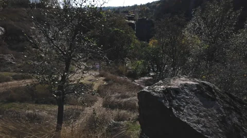 Buky Canyon waterfall deep river valley Hirskyi Tikych Cherkasy Ukraine Stock Footage 220652729