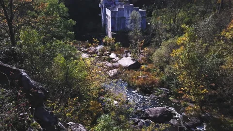 Buky Canyon waterfall deep river valley Hirskyi Tikych Cherkasy Ukraine Stock Footage 220652877