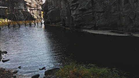 Buky Canyon waterfall deep river valley Hirskyi Tikych Cherkasy Ukraine Stock Footage 220653030