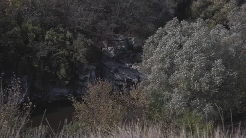 Buky Canyon waterfall deep river valley Hirskyi Tikych Cherkasy Ukraine Stock Footage 220653155