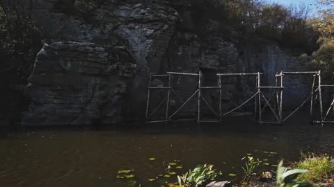 Buky Canyon waterfall deep river valley Hirskyi Tikych Cherkasy Ukraine Stock Footage 220653566