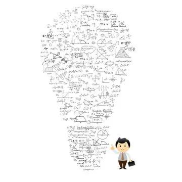 Bulb and formulas. the idea of  vector background Stock Illustration