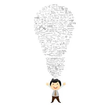 Bulb and formulas. the idea of  vector background Stock Illustration