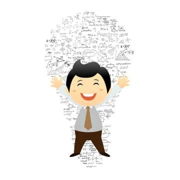 Bulb and formulas. the idea of  vector background Illustrazione stock