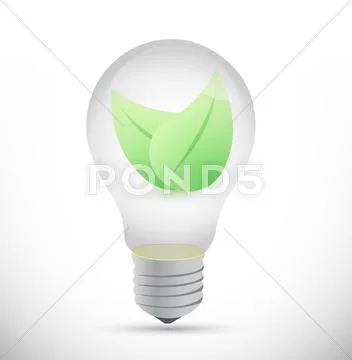 Bulb and leaves illustration design Stock Illustration