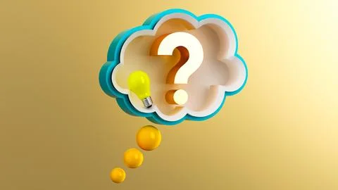 Bulb and question 3d Stock Photos