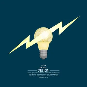 Bulb badge with lightning flash Stockillustratie