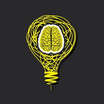 Bulb brain icon in bulb concept vector Illustrazione stock