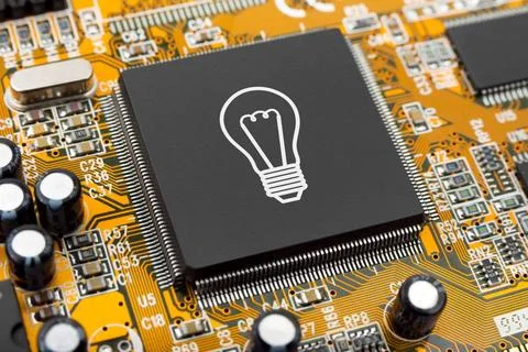 Bulb on computer chip Bulb on computer chip - technology concept Copyright... 스톡 사진
