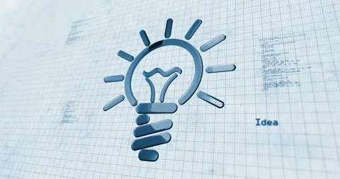 Bulb concept contour 3d symbol on project scheme Stock-Footage 334780376