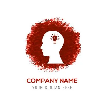 Bulb concept Creative idea icon - Red WaterColor Circle Splash Stock Illustration