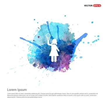 Bulb concept Creative idea icon - Watercolor Background Stock Illustration