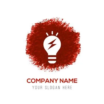 Bulb concept Creative idea icon - Red WaterColor Circle Splash Stock Illustration