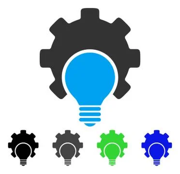 Bulb Configuration Gear Flat Icon Stock Illustration