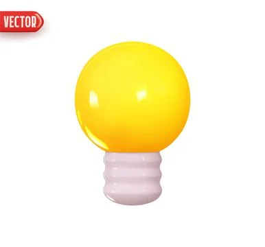 Bulb creative idea. yellow lightbulb. Realistic 3d design element In plastic  Stock Illustration