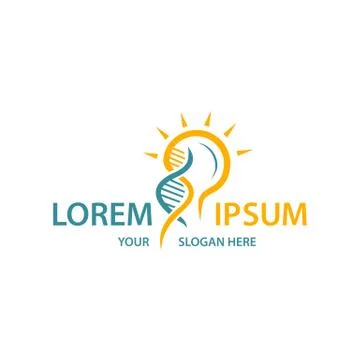 Bulb with dna structure logo Stock Illustration