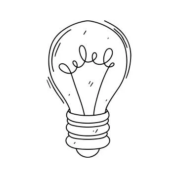 Bulb element in hand drawn doodle style. Vector illustration isolated on wh.. Stock Illustration