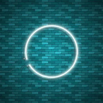 Bulb glowing. Neon ring lamp sign Stock Illustration