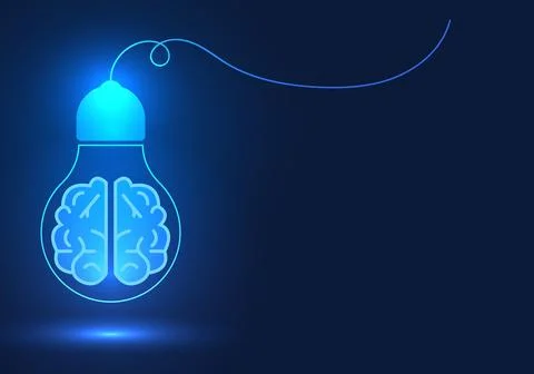 Bulb has a brain hanging down, meaning it's the brain of an artificial inte.. Stockillustratie