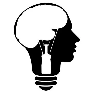 Bulb human head symbol, vector Illustrazione stock