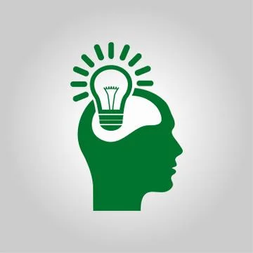 Bulb in human icon Stock Illustration