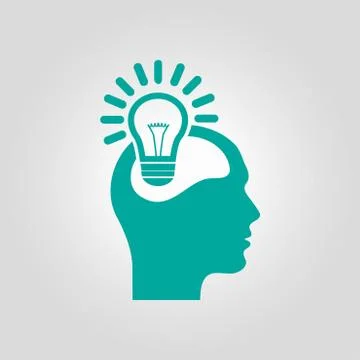 Bulb in human icon Stock Illustration