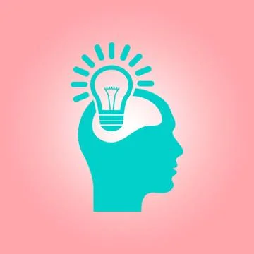 Bulb in human icon. Stock Illustration